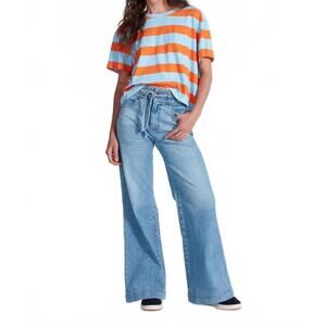 NEW ASKK NY classic stripe tee in orange and blue stripe